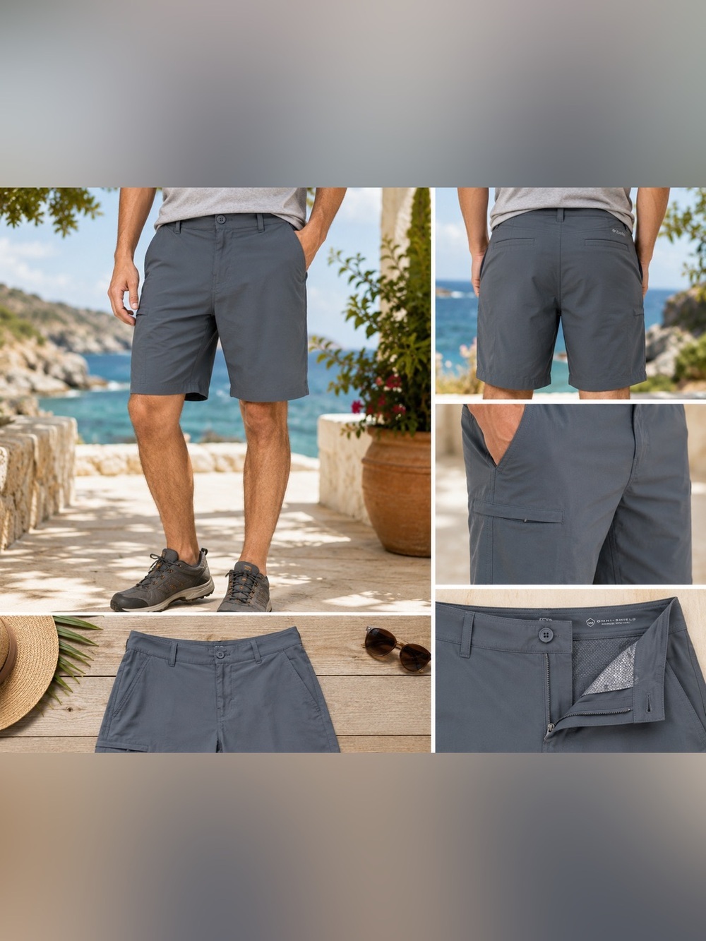 Columbia Omni-Shield Men’s Cargo Shorts Size 32W Gray Outdoor Hiking Lightweight
